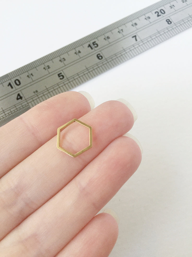 8 x Gold Plated Steel Hexagon Linking Rings, 12x14mm (0047)