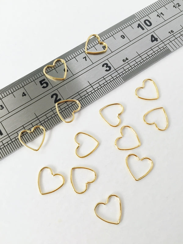 10 x Gold Plated Stainless Steel Heart Connectors, 10x10.5mm (0118)