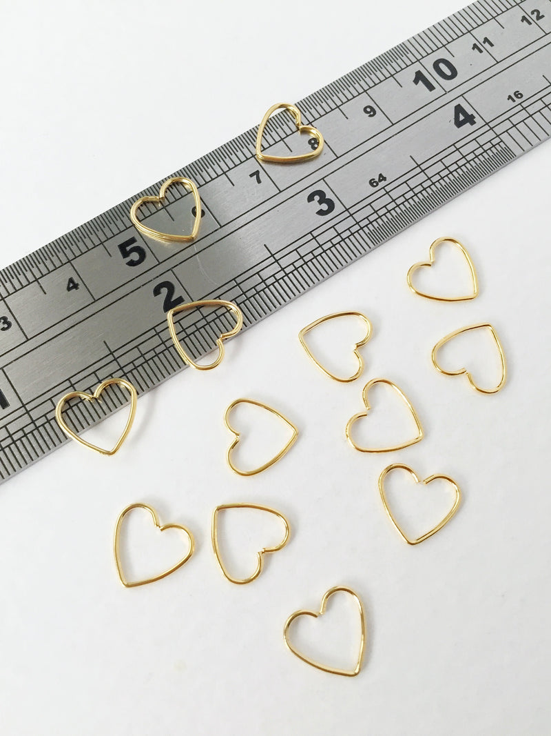 10 x Gold Plated Stainless Steel Heart Connectors, 10x10.5mm (0118)