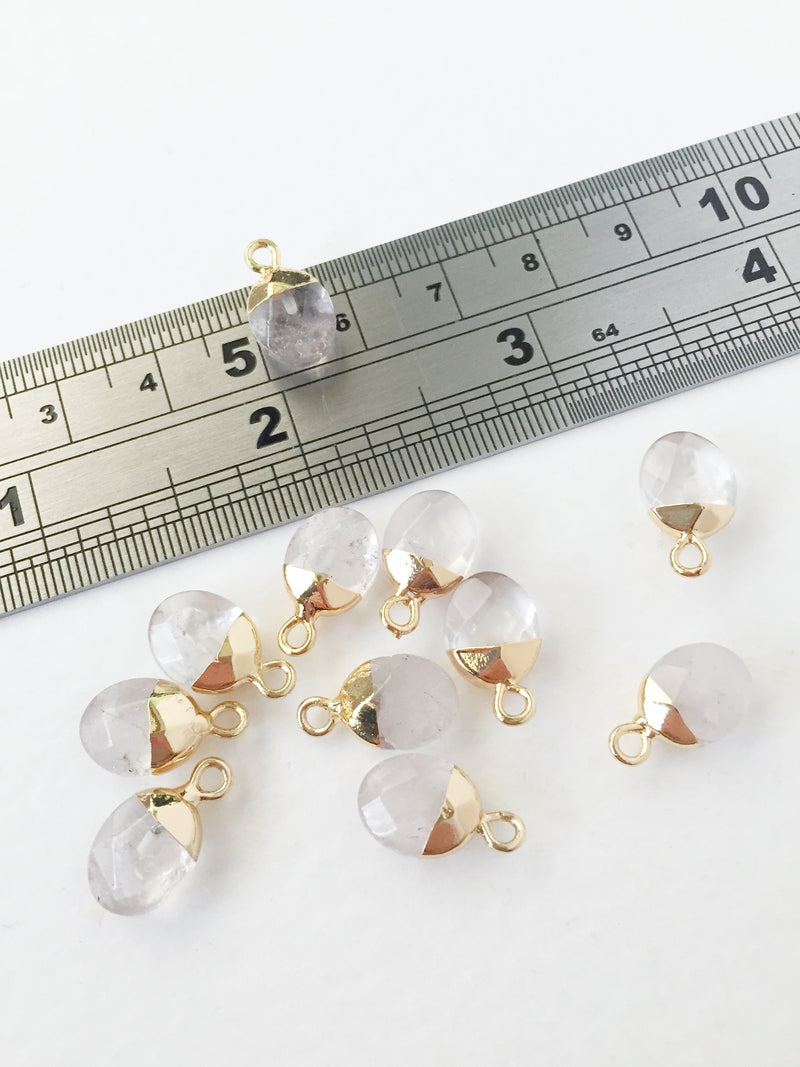 1 x Clear Quartz Gemstone Charm, 14x8mm (0424)