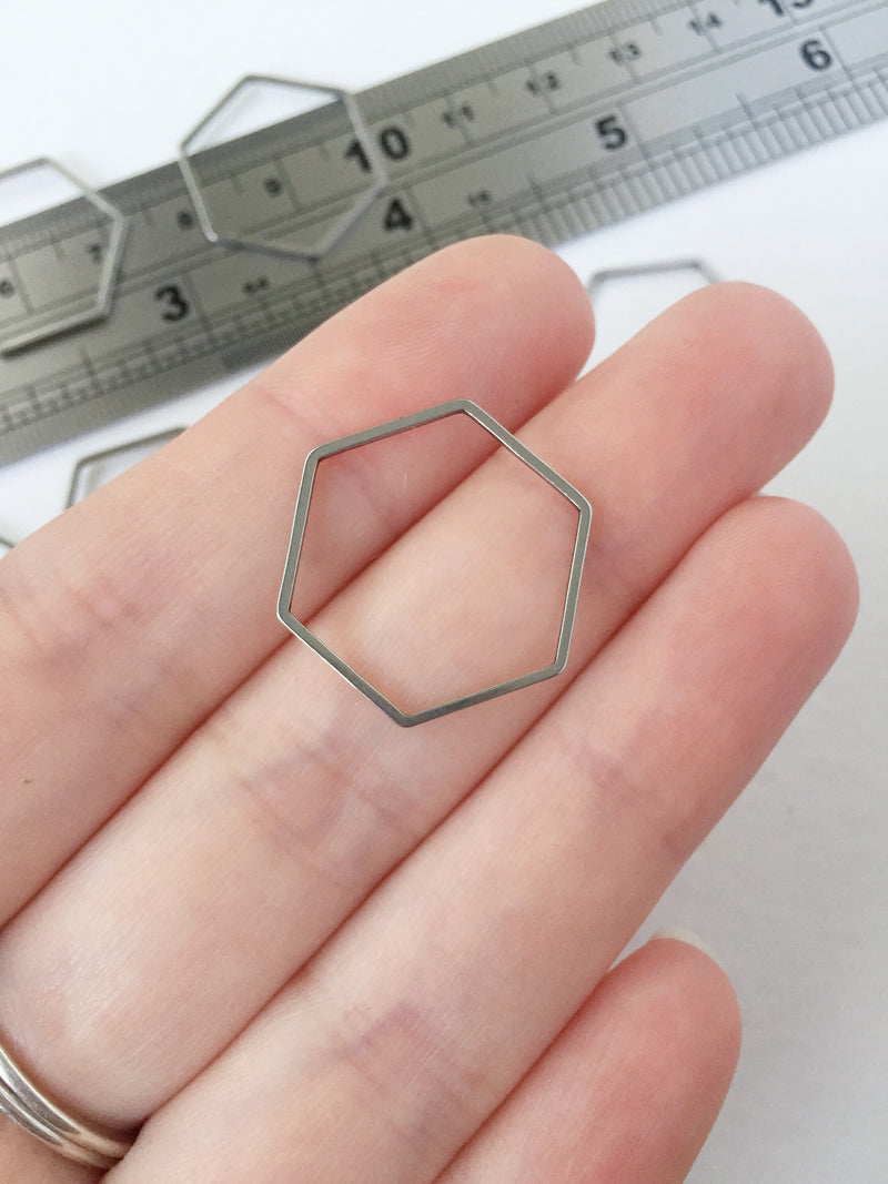 8 x Stainless Steel Hexagon Connectors, 22mm Hexagon Linking Rings (0436)