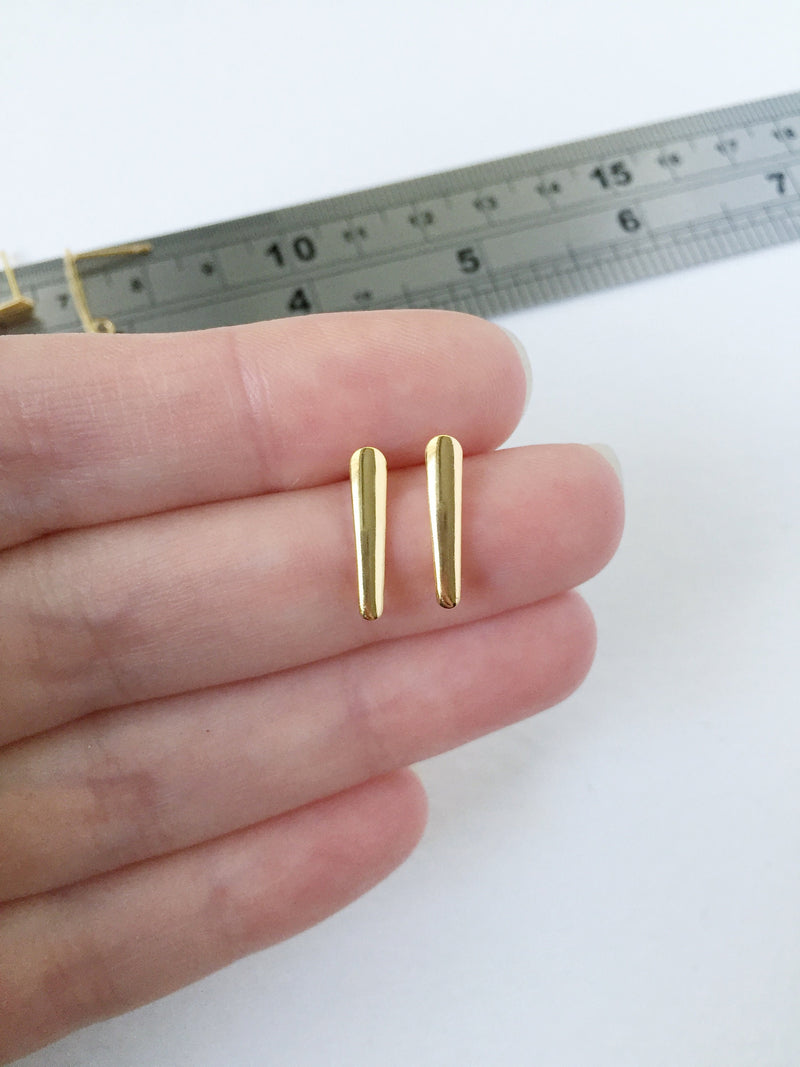 1 pair x Gold Plated Stainless Steel Bar Earring Studs with Loop (0444)