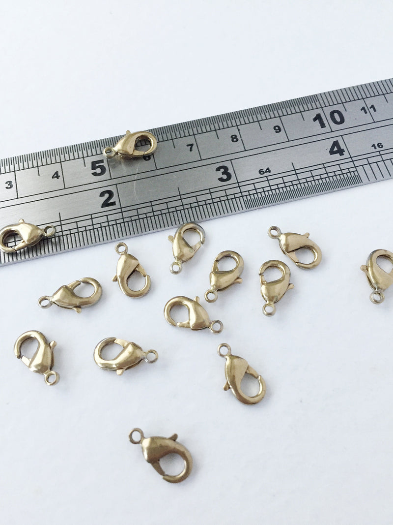 10 x 12x6mm Raw Brass Lobster Clasps (0500)