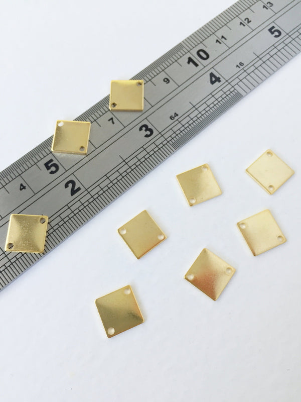 10 x Gold Plated Stainless Steel Rhombus Connectors, 10x13mm (0352)