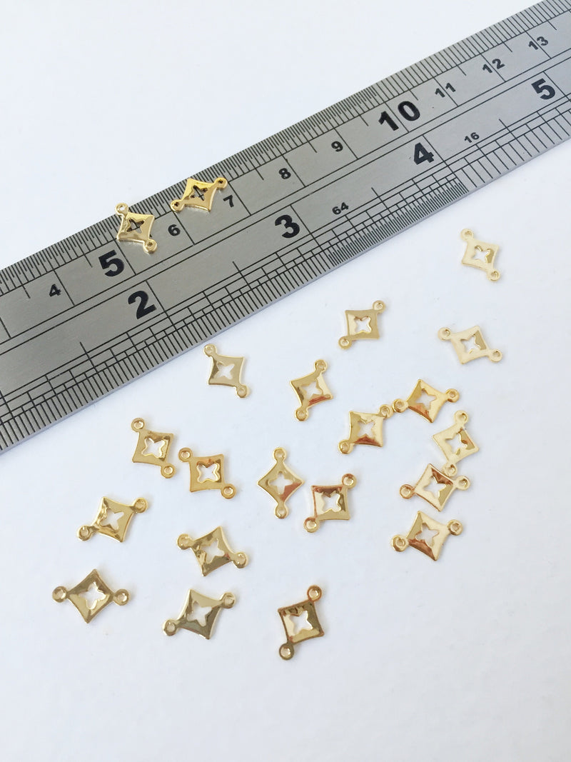 10 x Tiny 18K Gold Plated Rhombus Connectors, 10x7mm (0355)