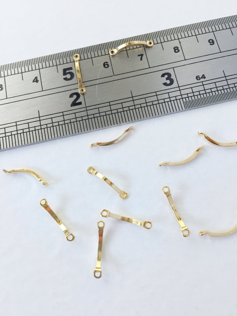 10 x Tiny 18K Gold Plated Bridge Connectors, 12x1mm Gold Arch Links (0356)