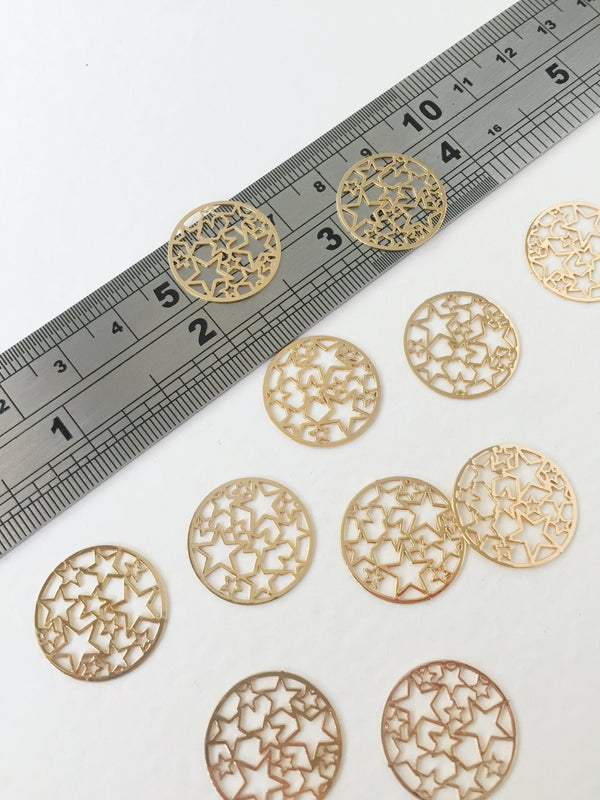 8 x Gold Plated Filigree Star Connectors, 18mm (0125)