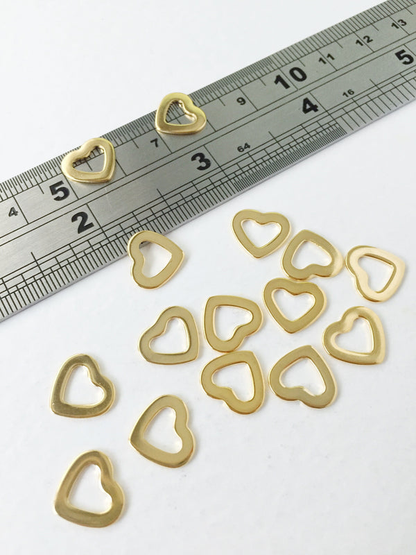 10 x Shiny Gold Plated Stainless Steel Heart Linking Rings, 10x11mm (0113G)