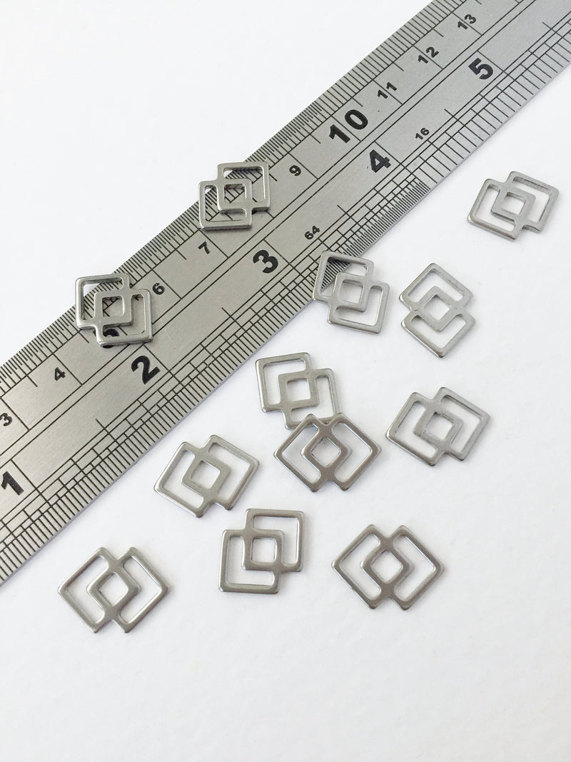 12 x Stainless Steel Double Rhombus Connectors, 11x16mm (0804S)