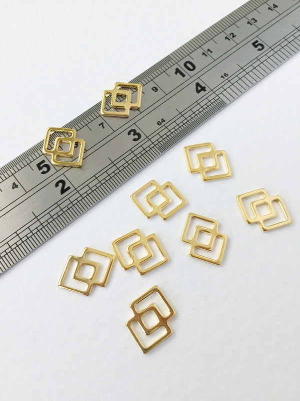 8 x Gold Stainless Steel Double Rhombus Connectors, 11x16mm (0804G)