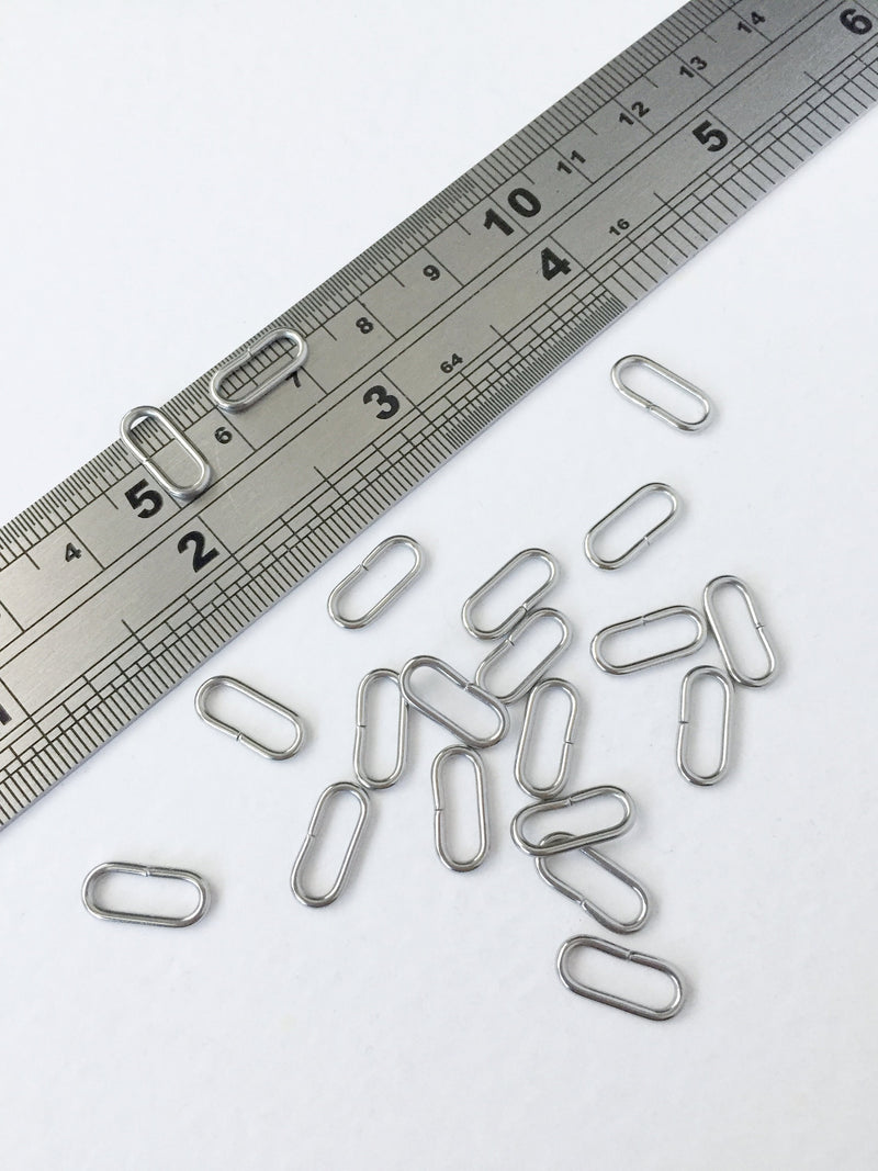 20 x Stainless Steel Pill Shape Connectors, 12x5.5mm Open Chain Links (0802)