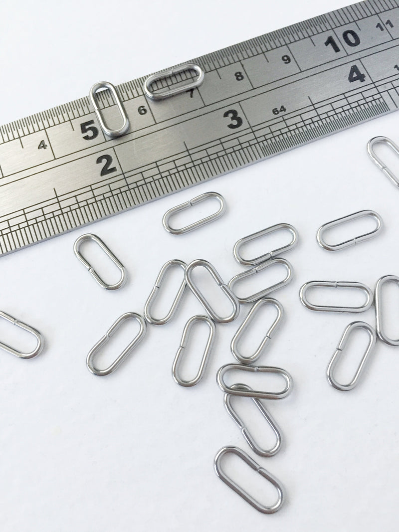 20 x Stainless Steel Pill Shape Connectors, 12x5.5mm Open Chain Links (0802)