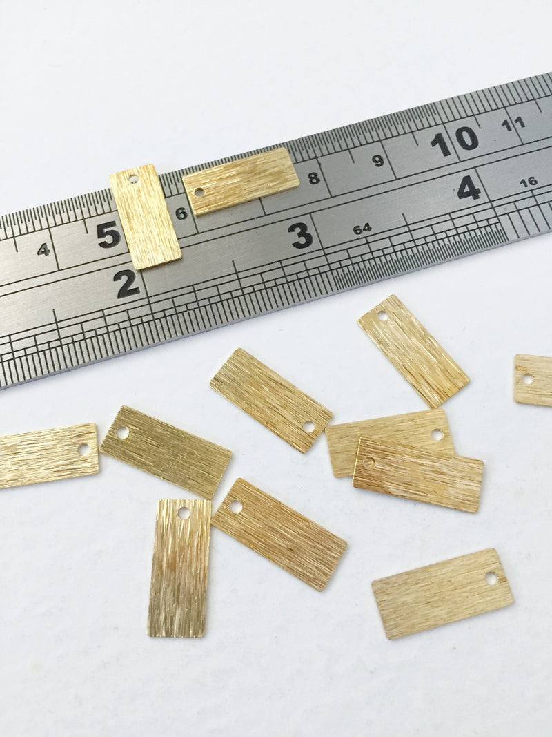 10 x Textured Raw Brass Rectangle Pendants, 16x7mm (0792)