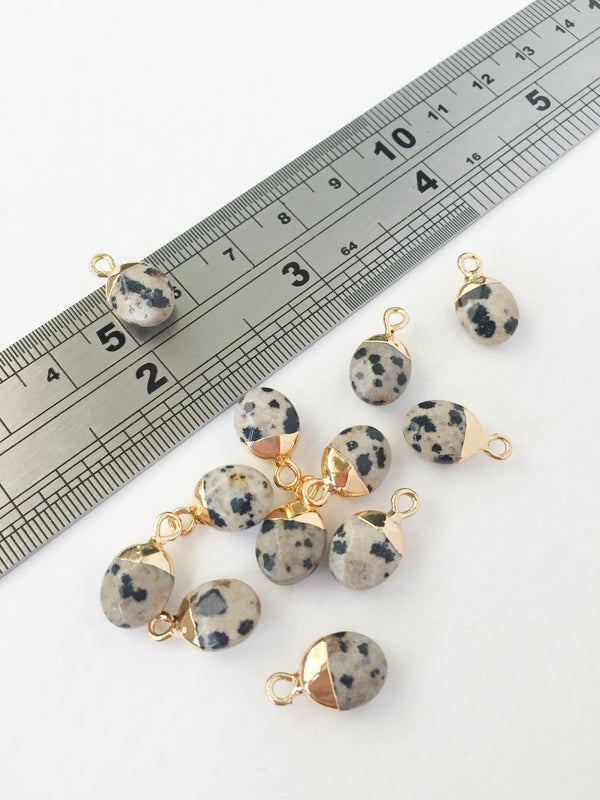 1 x Dalmatian Jasper Pendant, 14x8.5mm Faceted Gemstone Charm (0423)