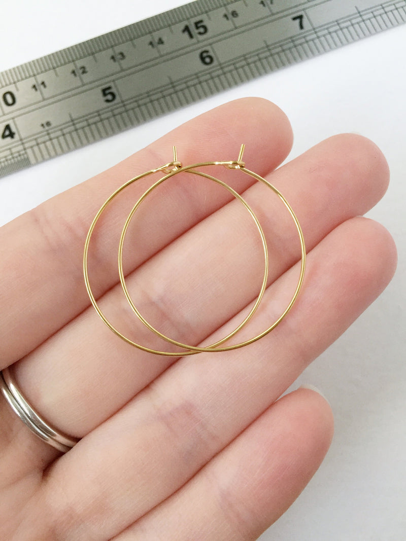 3 pairs x Gold Plated Stainless Steel Hoop Earring Wire, 30x35mm (3104)