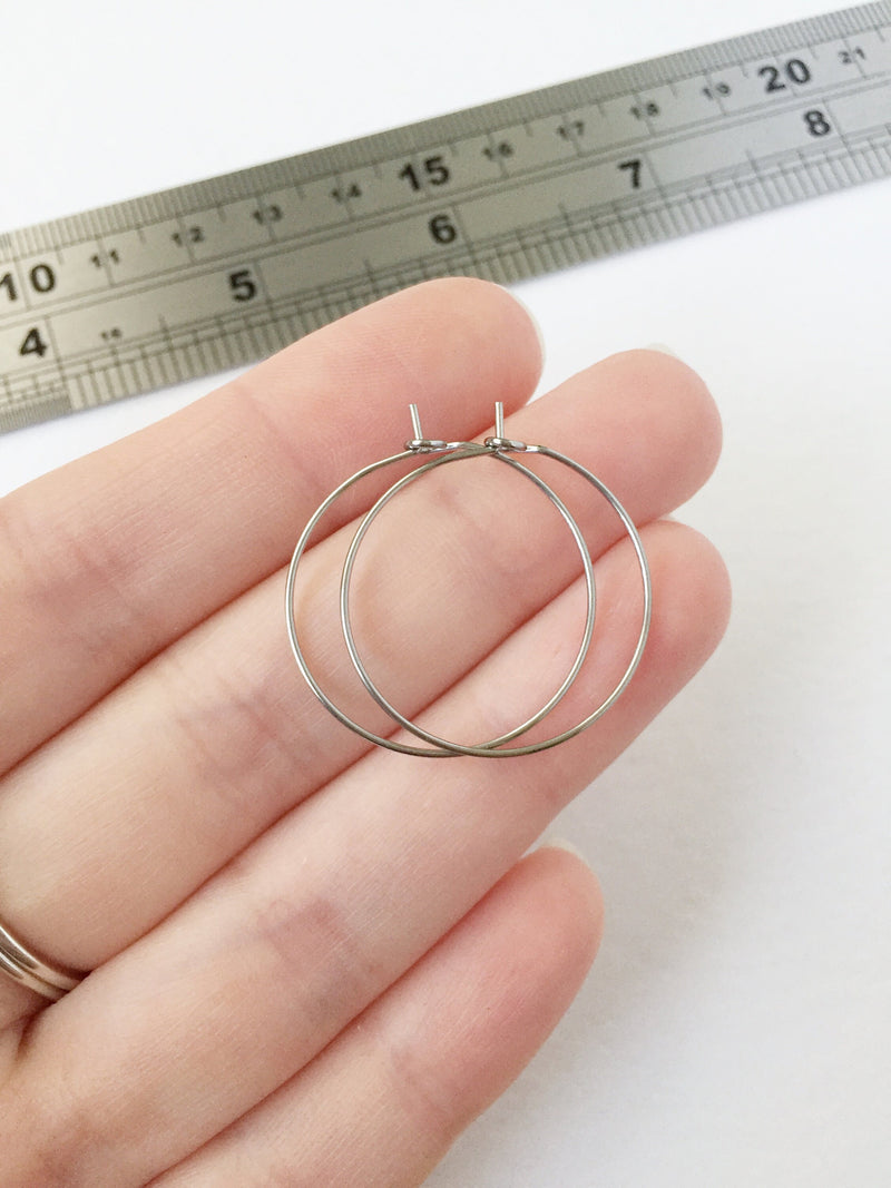 5 pairs x Stainless Steel Hoop Earring Wire, 25mm (3116)