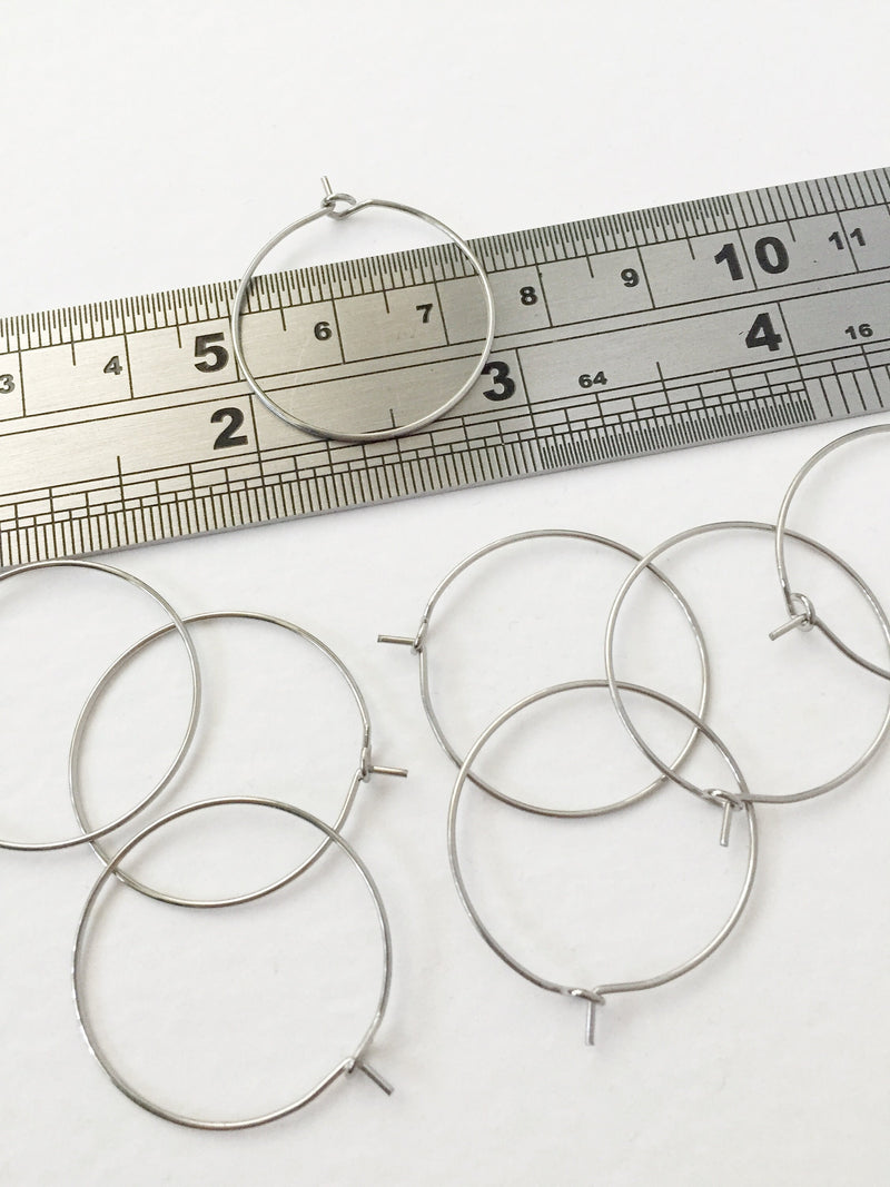 5 pairs x Stainless Steel Hoop Earring Wire, 25mm (3116)