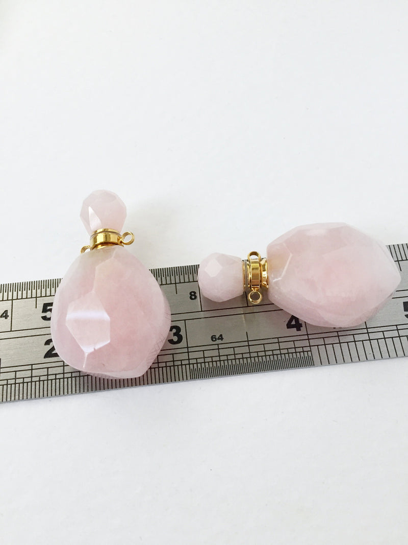 1 x Rose Quartz Perfume Bottle Pendant, 40x25mm (0399)