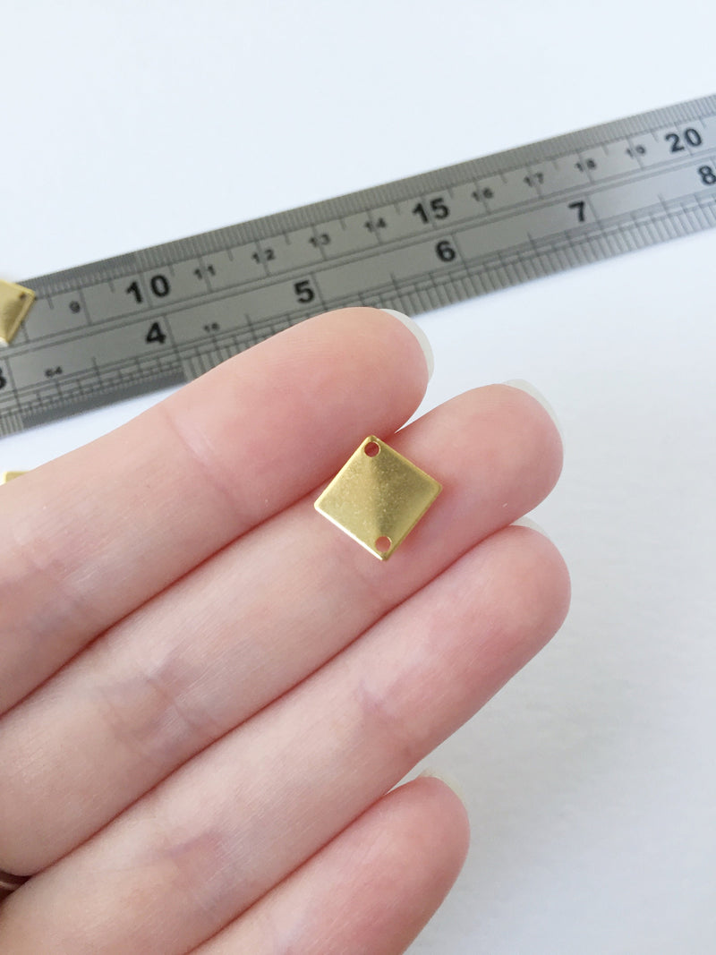 10 x Gold Plated Stainless Steel Rhombus Connectors, 10x13mm (0352)