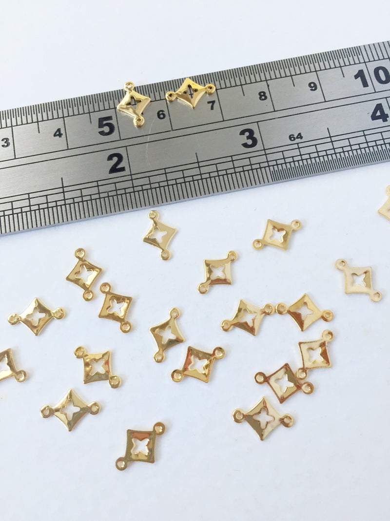 10 x Tiny 18K Gold Plated Rhombus Connectors, 10x7mm (0355)