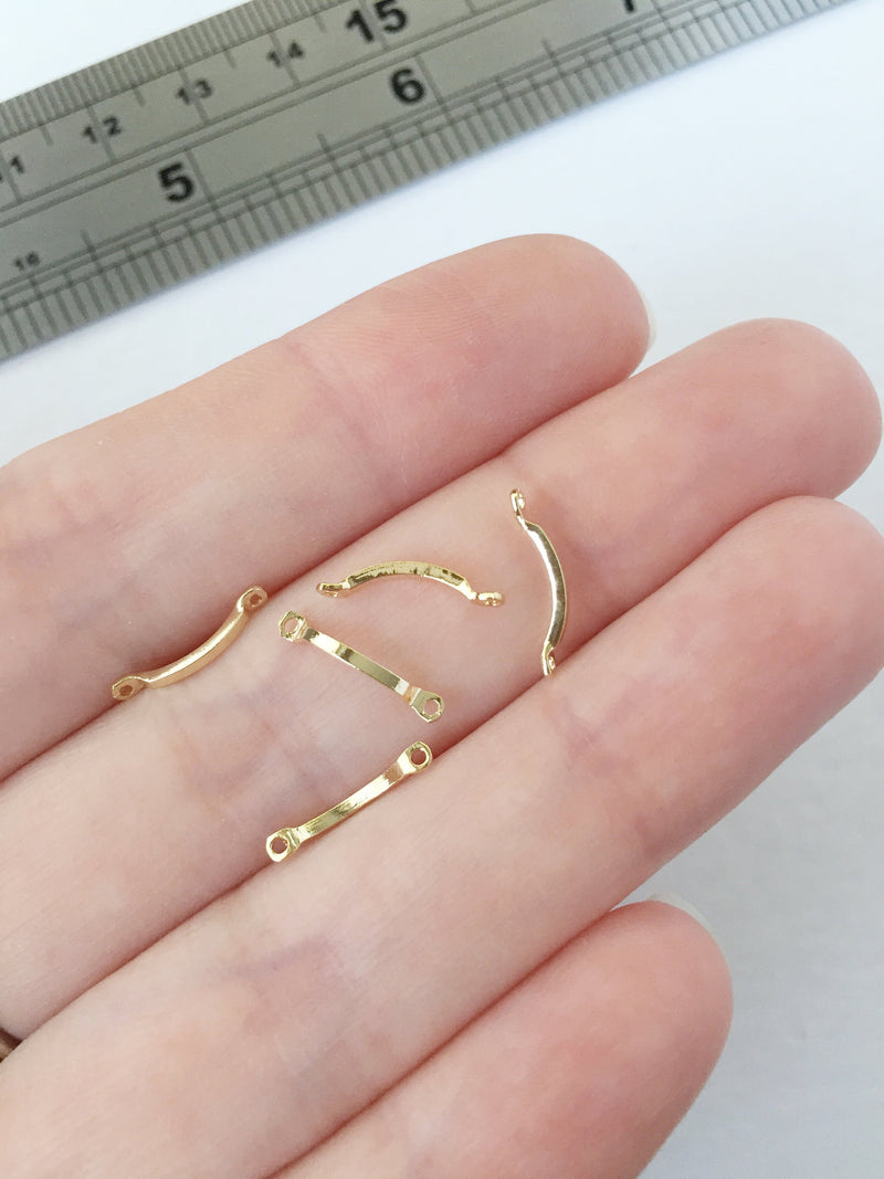 10 x Tiny 18K Gold Plated Bridge Connectors, 12x1mm Gold Arch Links (0356)