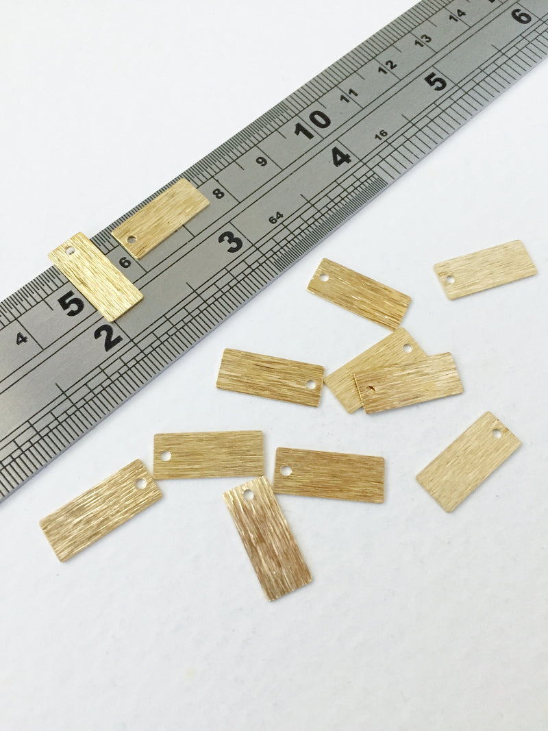 10 x Textured Raw Brass Rectangle Pendants, 16x7mm (0792)