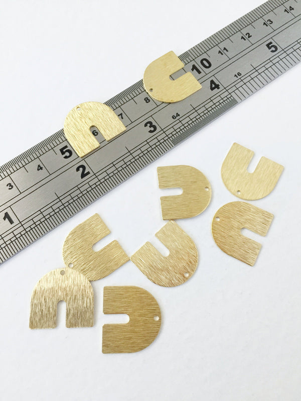 6 x Raw Brass Textured Arch Pendants, 15x17mm (0796)