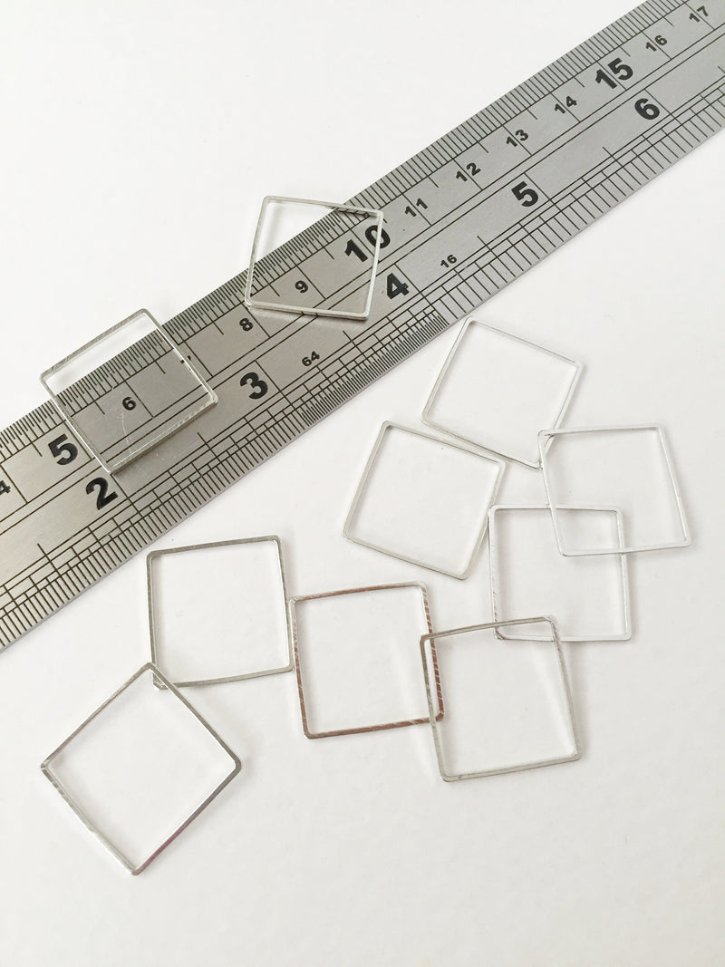 10 x Platinum Tone Square Jewellery Connectors, 18mm (0926)