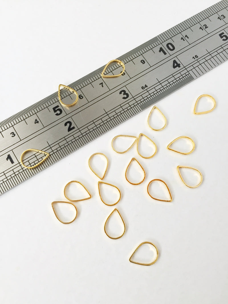 10 x Gold Plated Teardrop Connectors, 11x8mm Drop Linking Rings (0914)