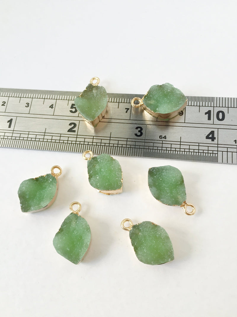 2 x Green Druzy Imitation Resin Pendant, 21x16mm (0073)