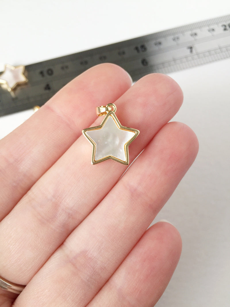 1 x 18K Gold Star Pendant Natural Shell, 21x20mm (0539)