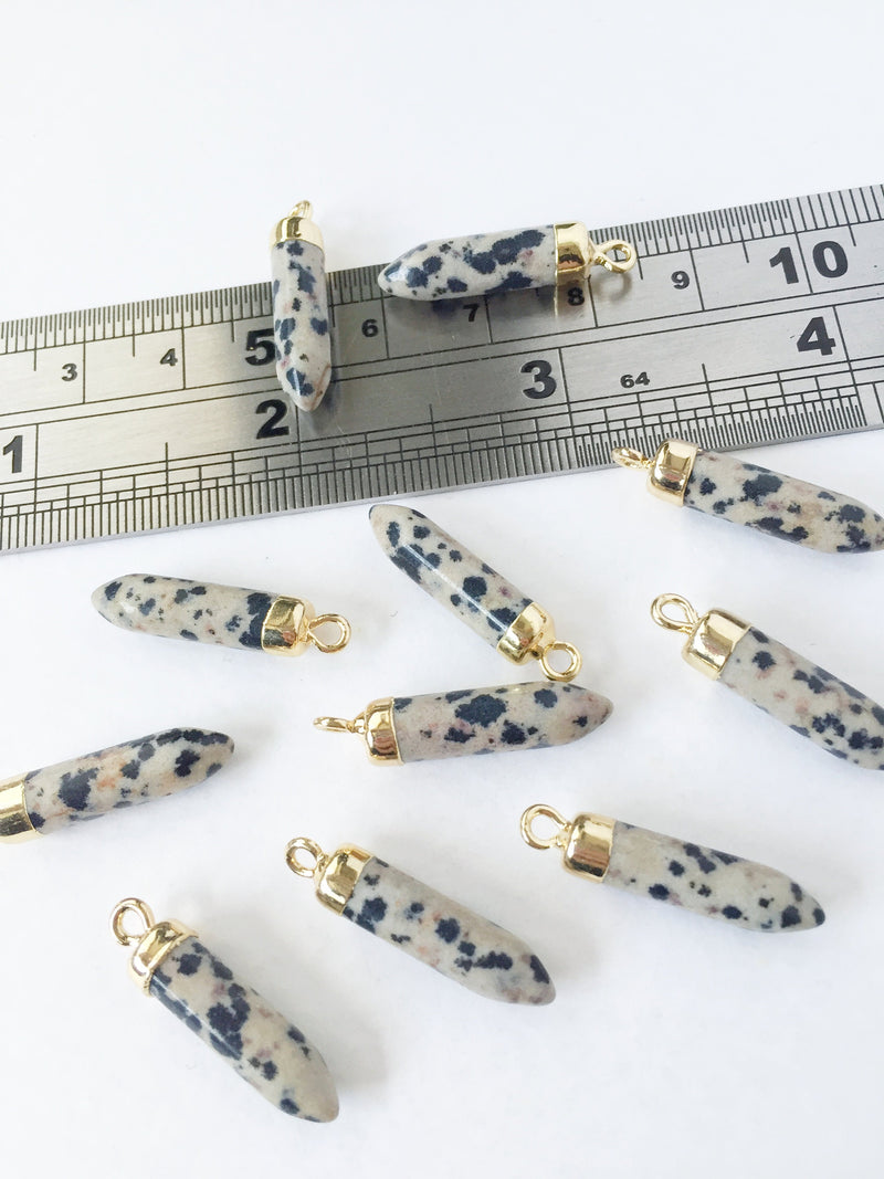 1 x Bullet Dalmatian Jasper Pendant, 24x5mm (0588)