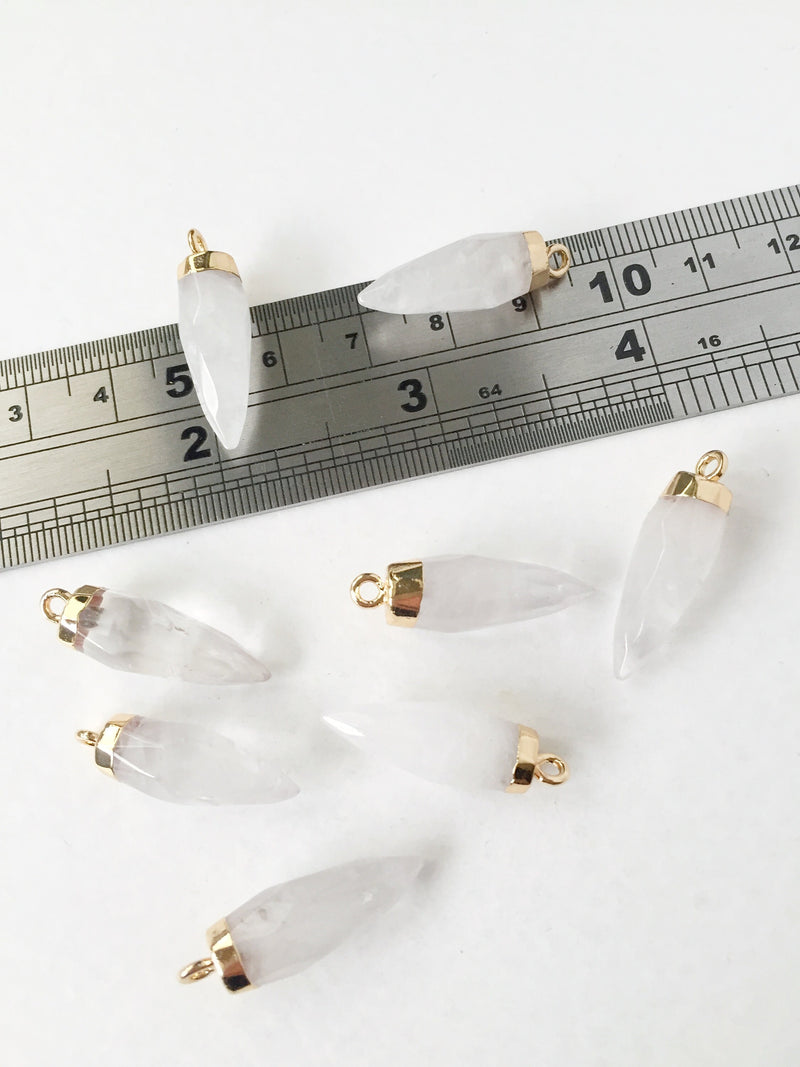 1 x Tusk Shape White Quartz Pendant, 25x8.5mm (0600)