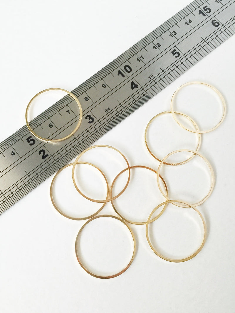 12 x Light Gold Tone Brass Round Linking Rings, 25mm (2463)