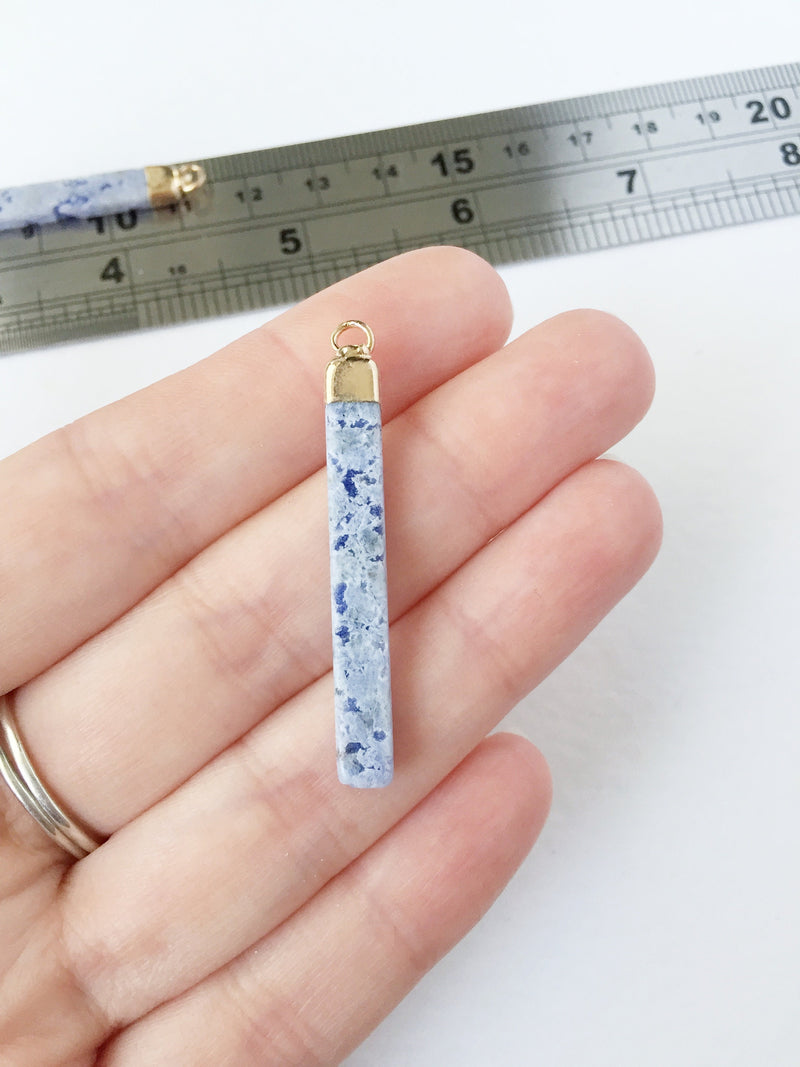 1 x Natural Sodalite Bar Gemstone Pendant, 44x5mm (0574)