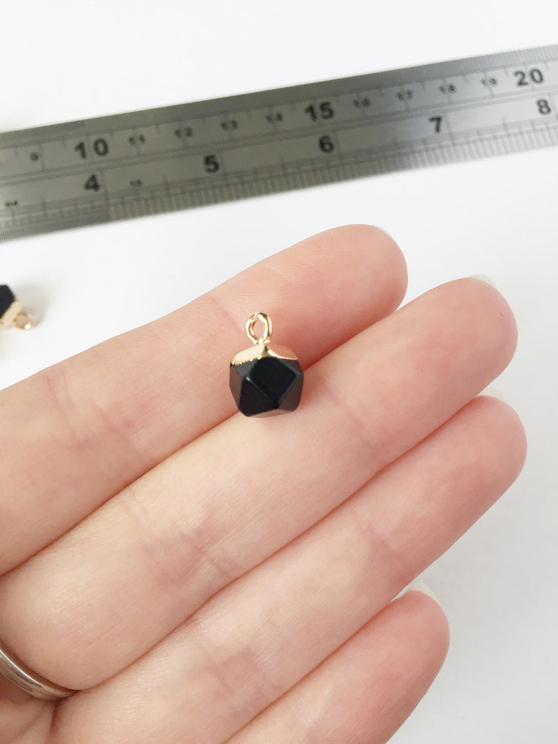 1 x Tiny Black Agate Pendant, 12x8mm Minimalist Agate Charm (0583)