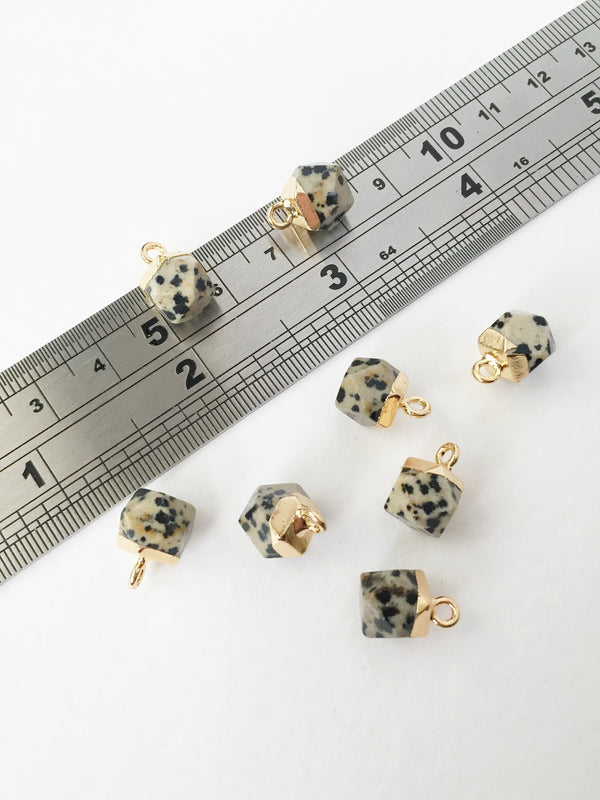 1 x Faceted Tiny Dalmatian Jasper Pendant, 12x8mm (0578)