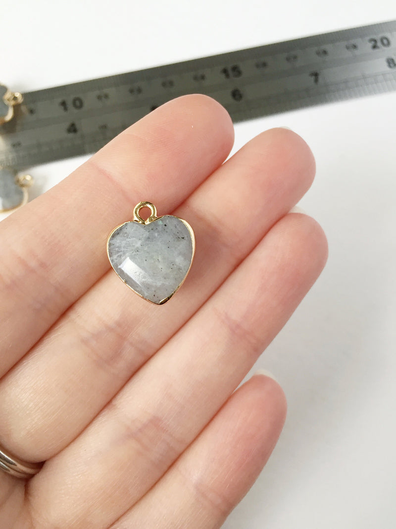 1 x Faceted Labradorite Heart Pendant, 18x14mm (0579)