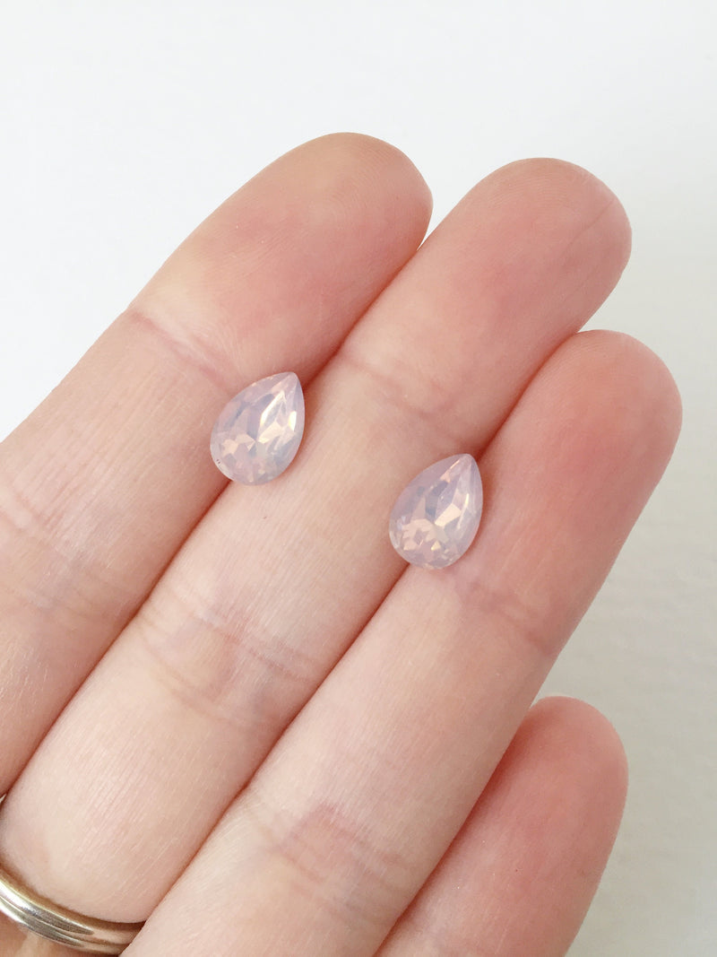 24 x 7x10mm Pink Opal Teardrop Rhinestones, Foiled Back (0891)