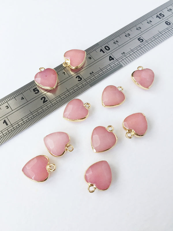 1 x Faceted Pink Jade Heart Pendant, 18x14mm (0515)