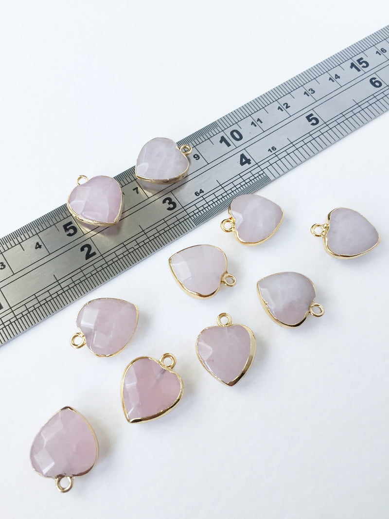 1 x Faceted Rose Quartz Heart Pendant, 18x14mm Gemstone Heart Charm (0512)