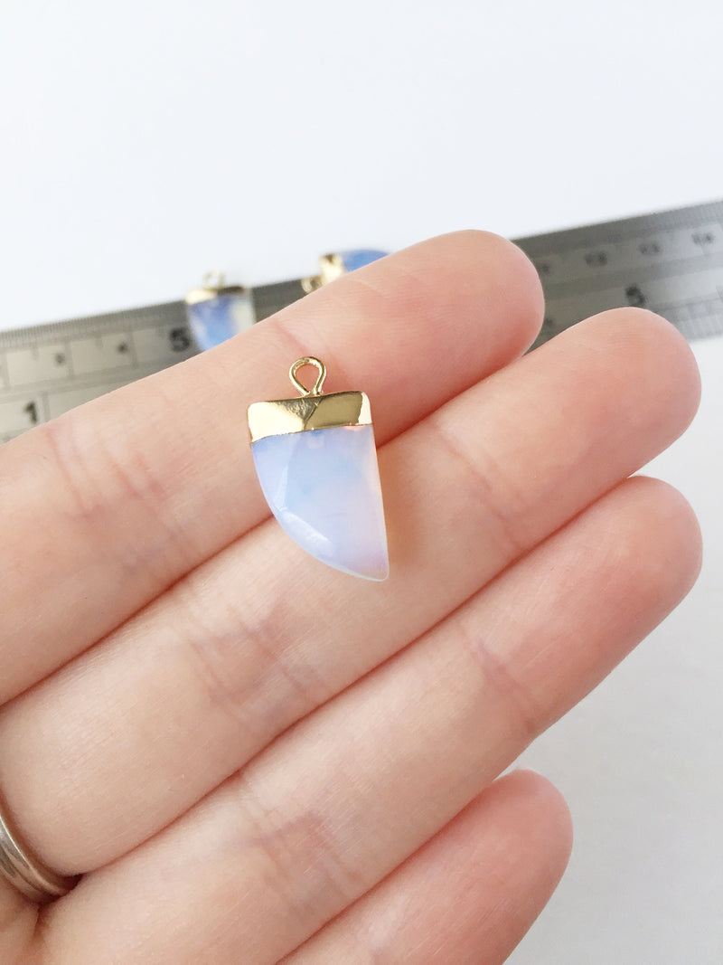 1 x Faceted Opalite Tusk Pendant, 20x11mm (0544)