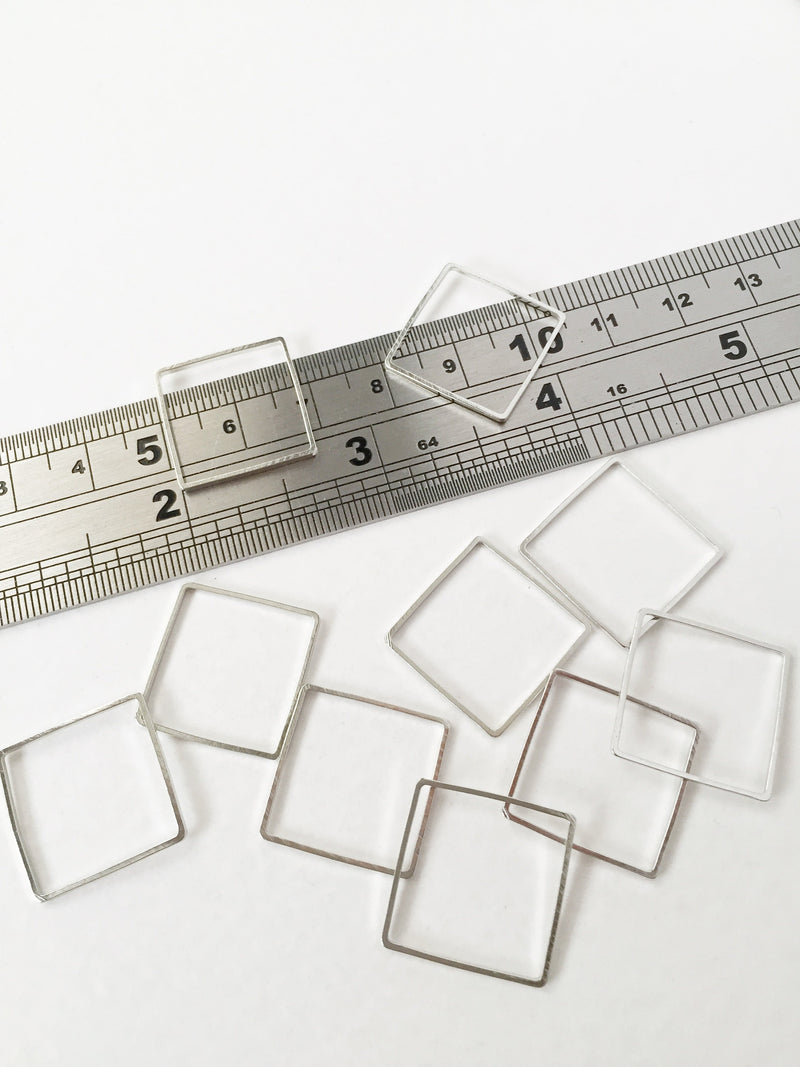 10 x Platinum Tone Square Jewellery Connectors, 18mm (0926)