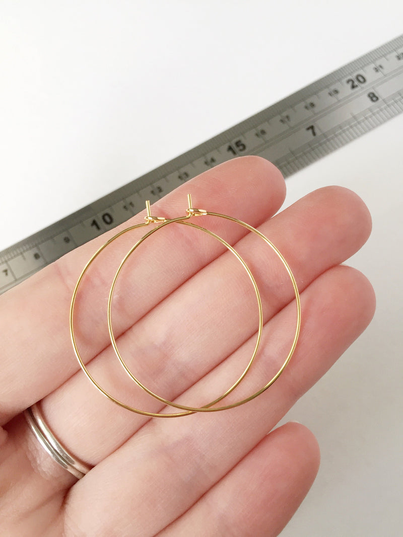 1 pair x Gold Plated Stainless Steel Hoop Earrings, 35x40mm (3102)