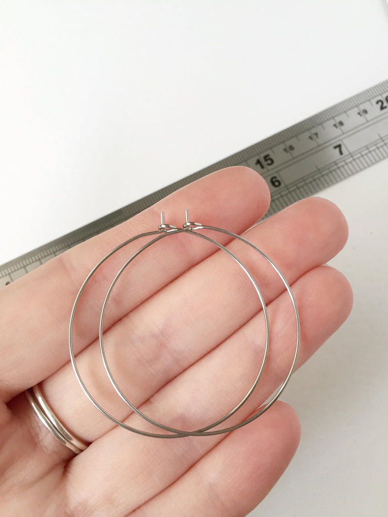 5 pairs x Stainless Steel Hoop Earring Wire, 40x45mm (3118)