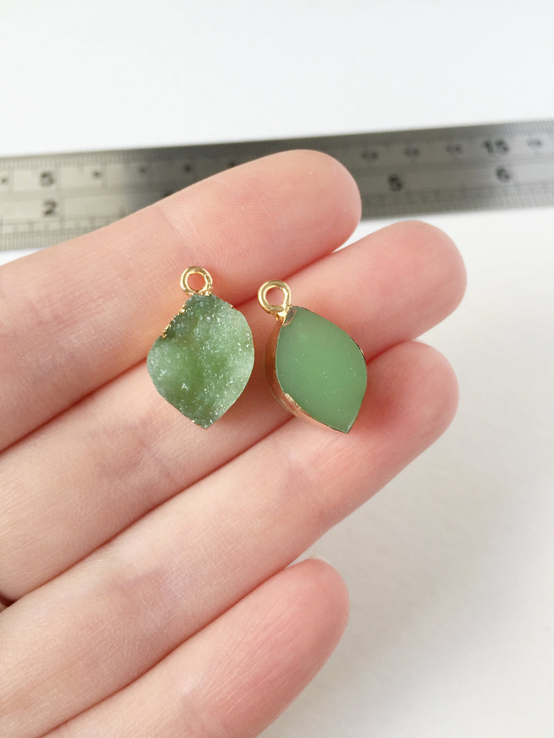 2 x Green Druzy Imitation Resin Pendant, 21x16mm (0073)