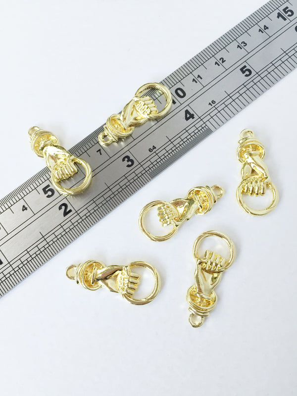 2 x Gold Plated Alloy Hand Links, 30x13.5mm (0882)