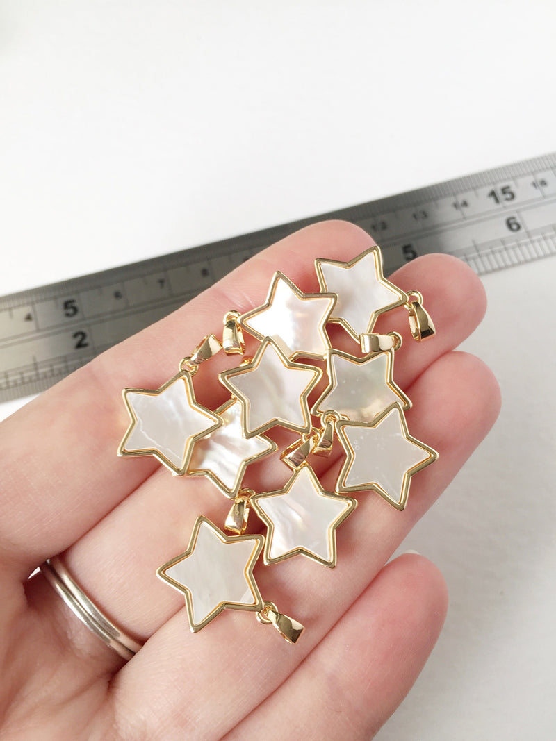 1 x 18K Gold Star Pendant Natural Shell, 21x20mm (0539)