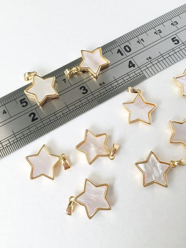 1 x 18K Gold Star Pendant Natural Shell, 21x20mm (0539)