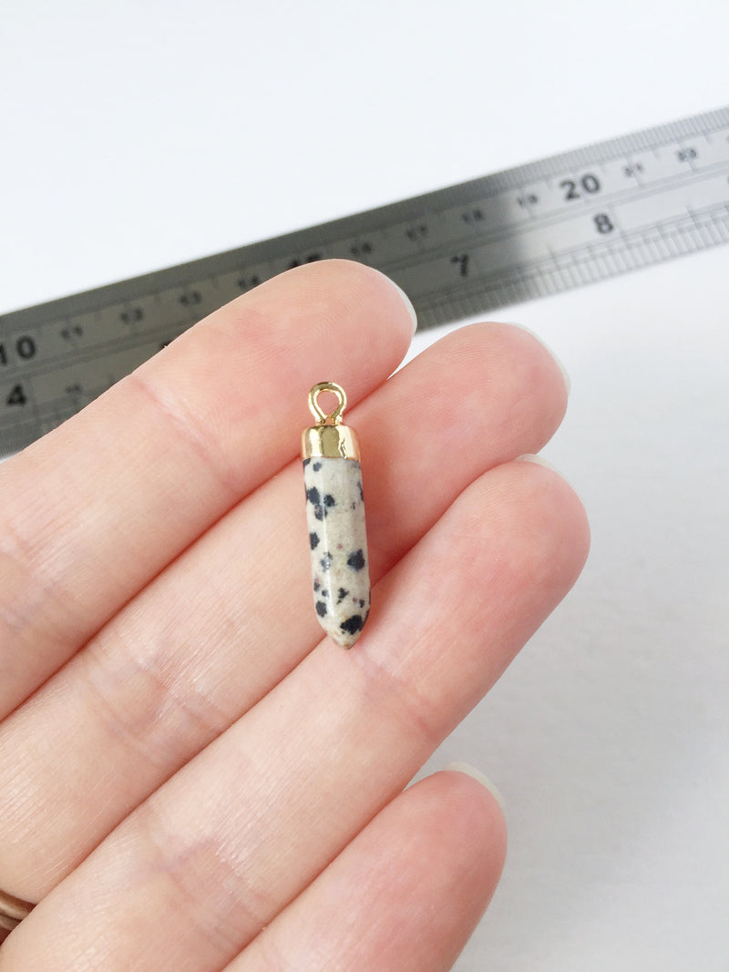 1 x Bullet Dalmatian Jasper Pendant, 24x5mm (0588)